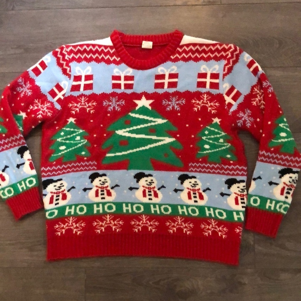 Vintage Ugly christmas sweater snowman Christmas trees
